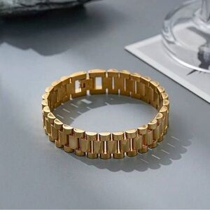 Gold Plated Stainless Steel Link Bracelet Watch Band Style